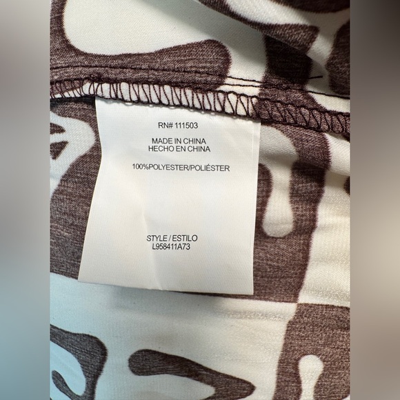 NWT Rabbit Rose Button Up Blouse Womens Medium White Brown Checkered LOVE - Picture 7 of 9